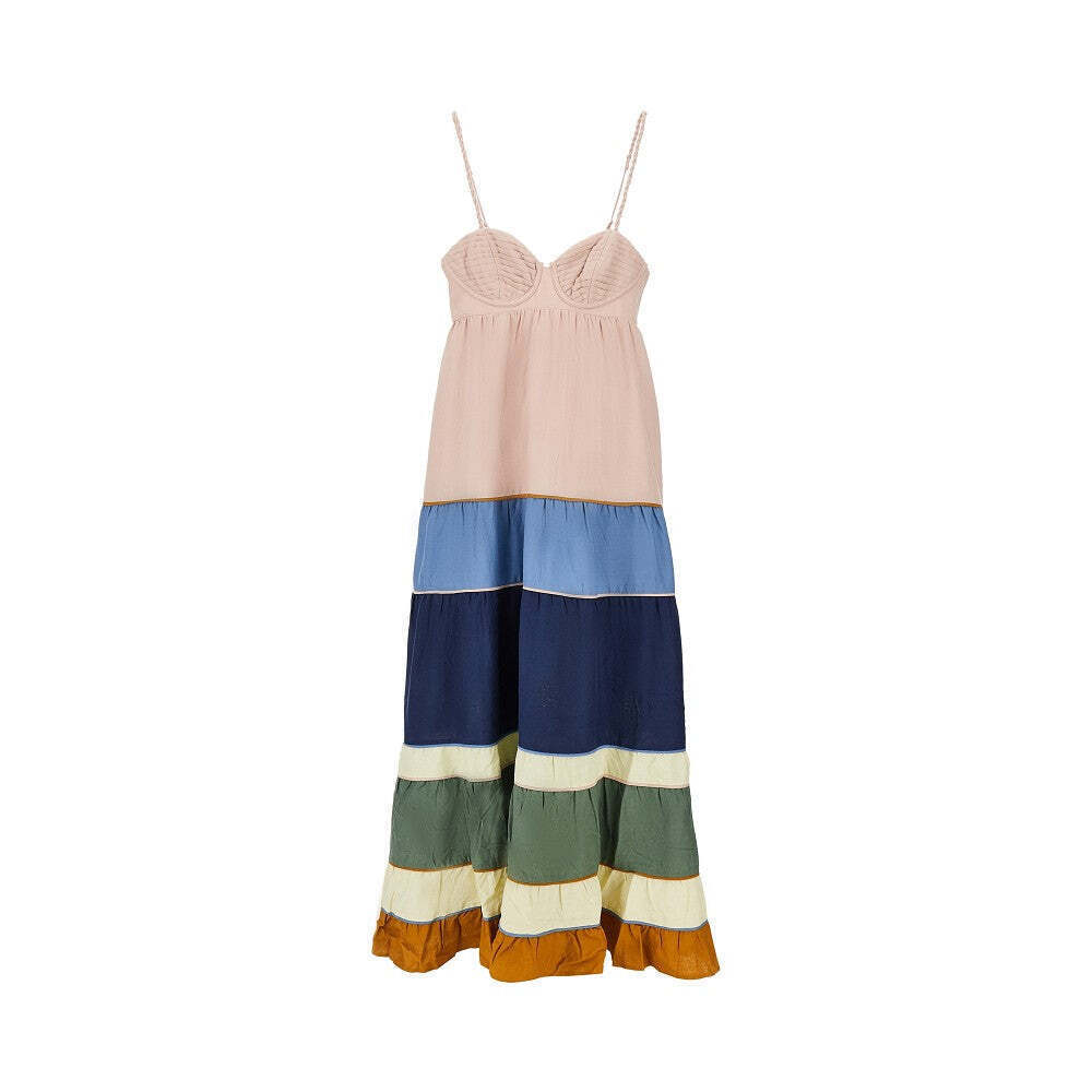 Farm Rio Long Dress With Flounces